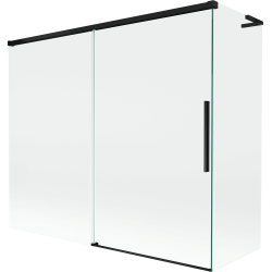 Mexen Rox L Badewannenwand 2-flügelig schiebbar 180 + 90 x 150 cm, transparent, schwarz - 8C9L-180-090-70-00