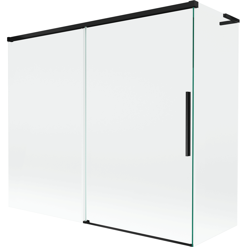 Mexen Rox L Badewannenwand 2-flügelig schiebbar 180 + 90 x 150 cm, transparent, schwarz - 8C9L-180-090-70-00