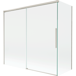 Mexen Rox Duschabtrennung 2-flügelig verschiebbar 170 + 80 x 150 cm, transparent, gebürsteter Nickel - 8C9-170-080-97-00