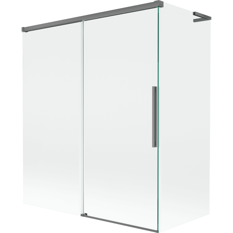 Mexen Rox L Badewannenabtrennung, 2-flügelige, verschiebbare 140 + 70 x 150 cm, transparent, Gun Metal - 8C9L-140-070-95-00