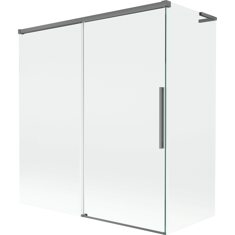 Mexen Rox L Badeabtrennung, 2-flügelig, 150 + 70 x 150 cm, transparent, Gun-Metal - 8C9L-150-070-95-00