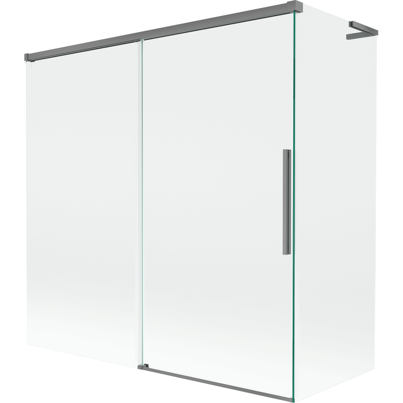 Mexen Rox L Badewannenabtrennung 2-flügelig verschiebbar 160 + 80 x 150 cm, transparent, Gunmetal - 8C9L-160-080-95-00