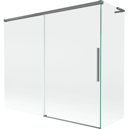 Mexen Rox L Badewannenabtrennung 2-flügelig verschiebbar 180 + 90 x 150 cm, transparent, Gun Metal - 8C9L-180-090-95-00