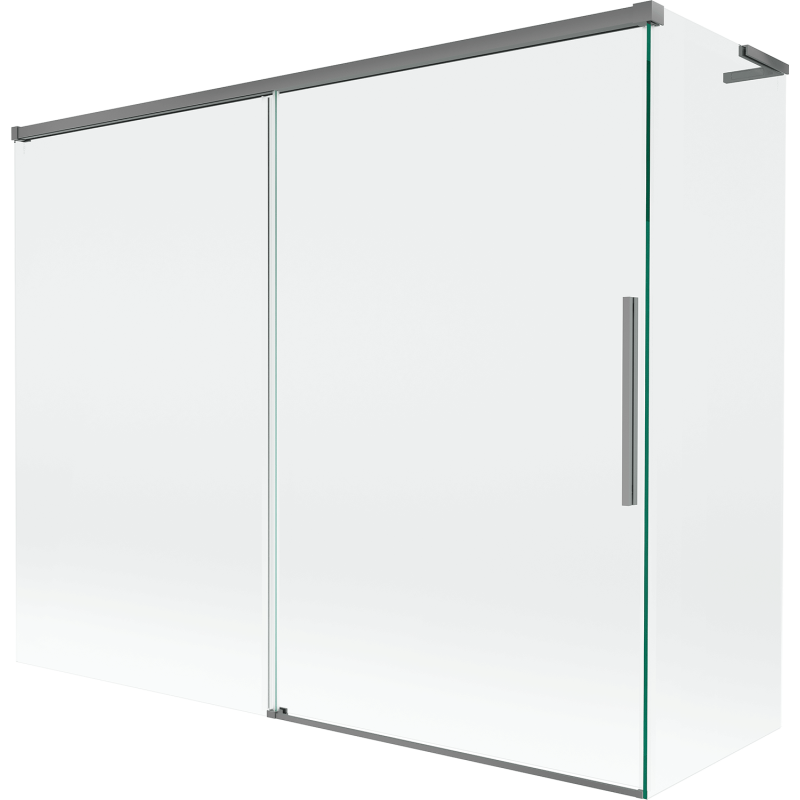 Mexen Rox L Badewannen-Paravent, 2-flügelig, verschiebbar 190 + 90 x 150 cm, transparent, Gunmetal - 8C9L-190-090-95-00