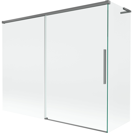 Mexen Rox L Badewannen-Paravent, 2-flügelig, verschiebbar 190 + 90 x 150 cm, transparent, Gunmetal - 8C9L-190-090-95-00