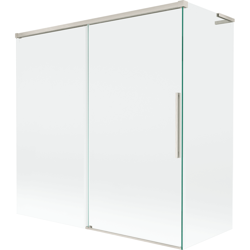 Mexen Rox L Duschabtrennung 2-flügelig verschiebbar 160 + 70 x 150 cm, transparent, gebürsteter Nickel - 8C9L-160-070-97-00