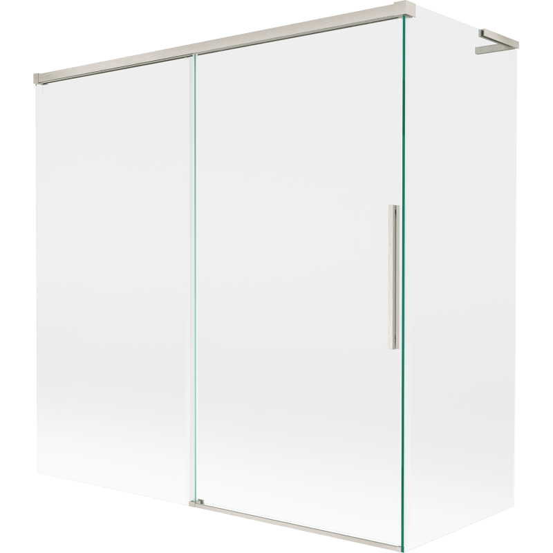 Mexen Rox L 2-flügelige Duschwand, verschiebbar, 160 + 75 x 150 cm, transparent, gebürstetes Nickel - 8C9L-160-075-97-00