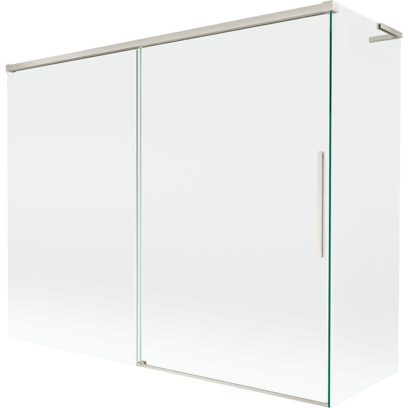 Mexen Rox L 2-flügelige Duschabtrennung, verschiebbar, 190 + 90 x 150 cm, transparent, gebürstetes Nickel - 8C9L-190-090-97-00
