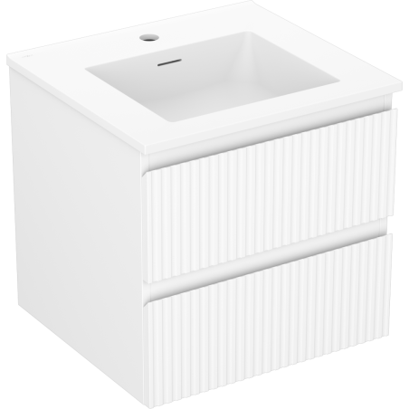 Mexen Rivel 50 cm Badezimmerschrank mit Waschbecken Otis, 2 Schubladen, gerillt, weiß matt - 91A20-05047-2-BFF01-W18M01