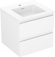 Mexen Rivel 50 cm Badezimmerschrank mit Waschbecken Otis, 2 Schubladen, gerillt, weiß matt - 91A20-05047-2-BFF01-W18M01
