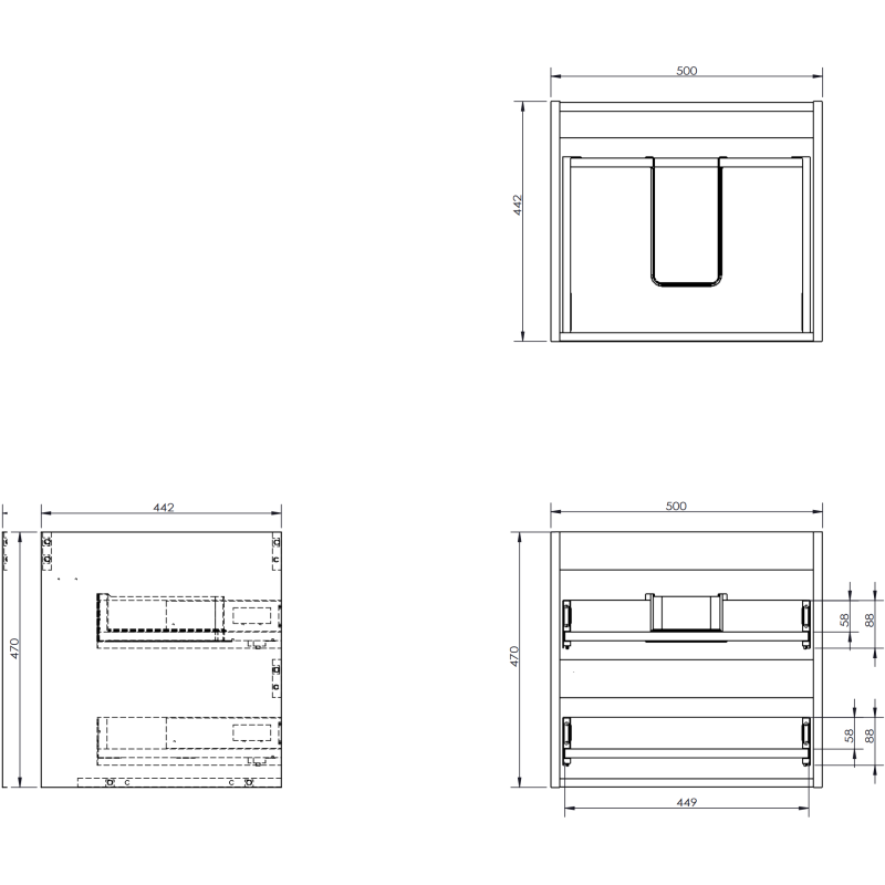 Mexen Rivel Badezimmerschrank 50 cm mit Waschbecken Otis, 2 Schubladen, geriffelt, grau matt/weiß matt