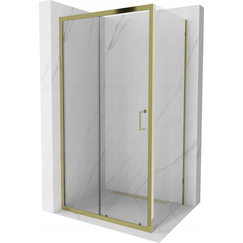 Mexen Apia Duschkabine verschiebbar 125 x 70 cm, transparent, gold - 840-125-070-50-00