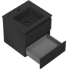 Mexen Rivel Badezimmerschrank 50 cm mit Waschbecken Otis, 2 Schubladen, geriffelt, Schwarz Matt - 91A20-05047-2-BFF71-W18M71