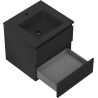 Mexen Rivel Badezimmerschrank 50 cm mit Waschbecken Otis, 2 Schubladen, gerippt, schwarz matt - 91A20-05047-2-BFF71-W18M71