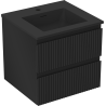 Mexen Rivel Badezimmerschrank 50 cm mit Waschbecken Otis, 2 Schubladen, geriffelt, Schwarz Matt - 91A20-05047-2-BFF71-W18M71