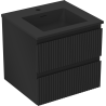 Mexen Rivel Badezimmerschrank 50 cm mit Waschbecken Otis, 2 Schubladen, gerippt, schwarz matt - 91A20-05047-2-BFF71-W18M71