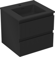 Mexen Rivel Badezimmerschrank 50 cm mit Waschbecken Otis, 2 Schubladen, gerippt, schwarz matt - 91A20-05047-2-BFF71-W18M71