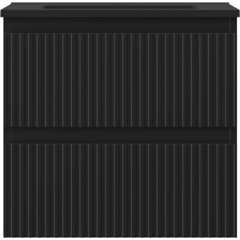 Mexen Rivel Badezimmerschrank 50 cm mit Waschbecken Otis, 2 Schubladen, geriffelt, Schwarz Matt - 91A20-05047-2-BFF71-W18M71