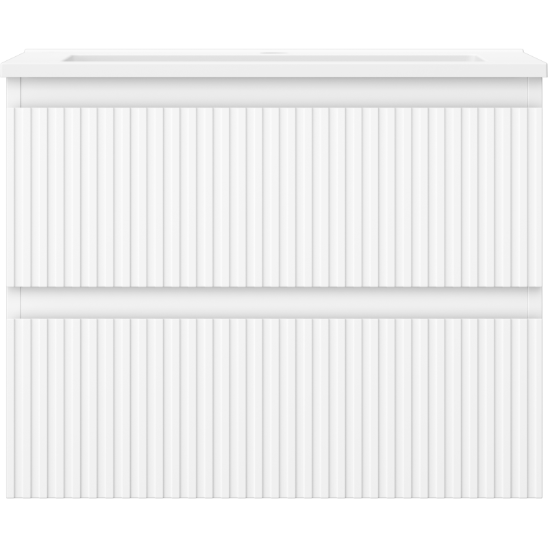 Mexen Rivel Badezimmerschrank 60 cm mit Waschbecken Otis, 2 Schubladen, gerillt, weiß matt - 91A20-06047-2-BFF01-W18M01