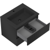 Mexen Rivel Badezimmerschrank 60 cm mit Waschbecken Otis, 2 Schubladen, gerillt, schwarz matt - 91A20-06047-2-BFF71-W18M71