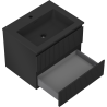 Mexen Rivel Badezimmerschrank 60 cm mit Waschbecken Otis, 2 Schubladen, gerillt, schwarz matt - 91A20-06047-2-BFF71-W18M71