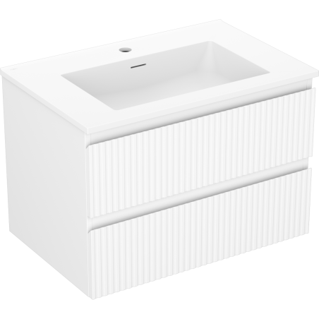 Mexen Rivel Badezimmerschrank 70 cm mit Waschbecken Otis, 2 Schubladen, gerillt, weiß matt - 91A20-07047-2-BFF01-W18M01