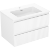 Mexen Rivel Badezimmerschrank 70 cm mit Waschbecken Otis, 2 Schubladen, gerillt, weiß matt - 91A20-07047-2-BFF01-W18M01