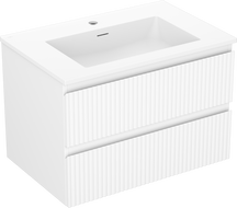 Mexen Rivel Badezimmerschrank 70 cm mit Waschbecken Otis, 2 Schubladen, gerillt, weiß matt - 91A20-07047-2-BFF01-W18M01