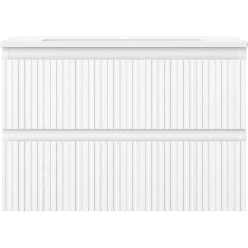 Mexen Rivel Badezimmerschrank 70 cm mit Waschbecken Otis, 2 Schubladen, geriffelt, weiß matt - 91A20-07047-2-BFF01-W18M01