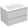 Mexen Rivel Badezimmerschrank 70 cm mit Waschbecken Otis, 2 Schubladen, geriffelt, grau matt/weiß matt
