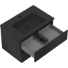 Mexen Rivel Badezimmerschrank 70 cm mit Waschbecken Otis, 2 Schubladen, geriffelt, schwarz matt - 91A20-07047-2-BFF71-W18M71