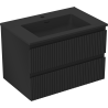 Mexen Rivel Badezimmerschrank 70 cm mit Waschbecken Otis, 2 Schubladen, geriffelt, schwarz matt - 91A20-07047-2-BFF71-W18M71