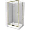 Mexen Apia Duschkabine Schiebetür 120 x 80 cm, transparent, gold + Rio Duschwanne - 840-120-080-50-00-4510