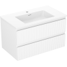 Mexen Rivel Badezimmerschrank 80 cm mit Waschbecken Otis, 2 Schubladen, geriffelt, weiß matt - 91A20-08047-2-BFF01-W18M01