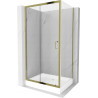 Mexen Apia Duschkabine Schiebetür 120 x 90 cm, transparent, gold + Duschwanne Rio - 840-120-090-50-00-4510