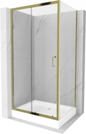 Mexen Apia Duschkabine Schiebetür 120 x 90 cm, transparent, gold + Duschwanne Rio - 840-120-090-50-00-4510