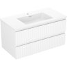 Mexen Rivel Badezimmerunterschrank 90 cm mit Waschbecken Otis, 2 Schubladen, geriffelt, weiß matt - 91A20-09047-2-BFF01-W18M01