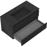 Mexen Rivel Badezimmerschrank 90 cm mit Waschbecken Otis, 2 Schubladen, geriffelt, Schwarz matt - 91A20-09047-2-BFF71-W18M71