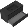 Mexen Rivel Badezimmerschrank 90 cm mit Waschbecken Otis, 2 Schubladen, gerillt, schwarz matt - 91A20-09047-2-BFF71-W18M71