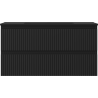 Mexen Rivel Badezimmerschrank 90 cm mit Waschbecken Otis, 2 Schubladen, geriffelt, Schwarz matt - 91A20-09047-2-BFF71-W18M71