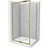 Mexen Apia Schiebetür-Duschkabine 120 x 70 cm, transparent, gold + Flat Duschwanne, weiß- 840-120-070-50-00-4010G