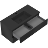Mexen Rivel Badezimmerschrank 100 cm mit Waschbecken Otis, 2 Schubladen, geriffelt, schwarz matt - 91A20-10047-2-BFF71-W18M71