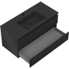 Mexen Rivel Badezimmerschrank 100 cm mit Waschbecken Otis, 2 Schubladen, geriffelt, schwarz matt - 91A20-10047-2-BFF71-W18M71