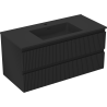 Mexen Rivel Badezimmerschrank 100 cm mit Waschbecken Otis, 2 Schubladen, geriffelt, schwarz matt - 91A20-10047-2-BFF71-W18M71