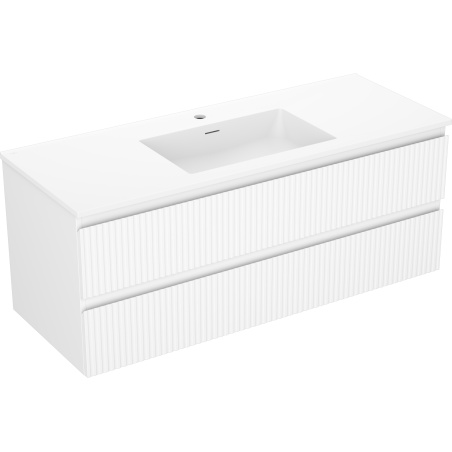Mexen Rivel 120 cm Badezimmerunterschrank mit Waschbecken Otis, 2 Schubladen, gerillt, weiß matt - 91A20-12047-2-BFF01-W18M01