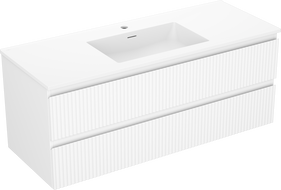 Mexen Rivel 120 cm Badezimmerunterschrank mit Waschbecken Otis, 2 Schubladen, gerillt, weiß matt - 91A20-12047-2-BFF01-W18M01