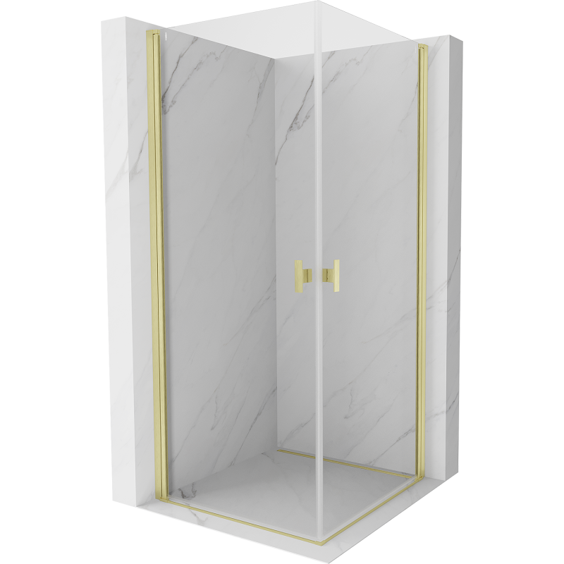 Mexen Mist-B Duo Duschkabine, schwenkbar, 100 x 100 cm, transparent, gebürstetes Gold - 8A2-100-100-55-00