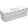 Mexen Rivel Badezimmerschrank 140 cm mit Waschbecken Otis, 2 Schubladen, geriffelt, grau matt/weiß matt -
