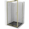 Mexen Apia Schiebeduschkabine 100 x 100 cm, transparent, gold + Flat Duschwanne, schwarz - 840-100-100-50-00-4070G