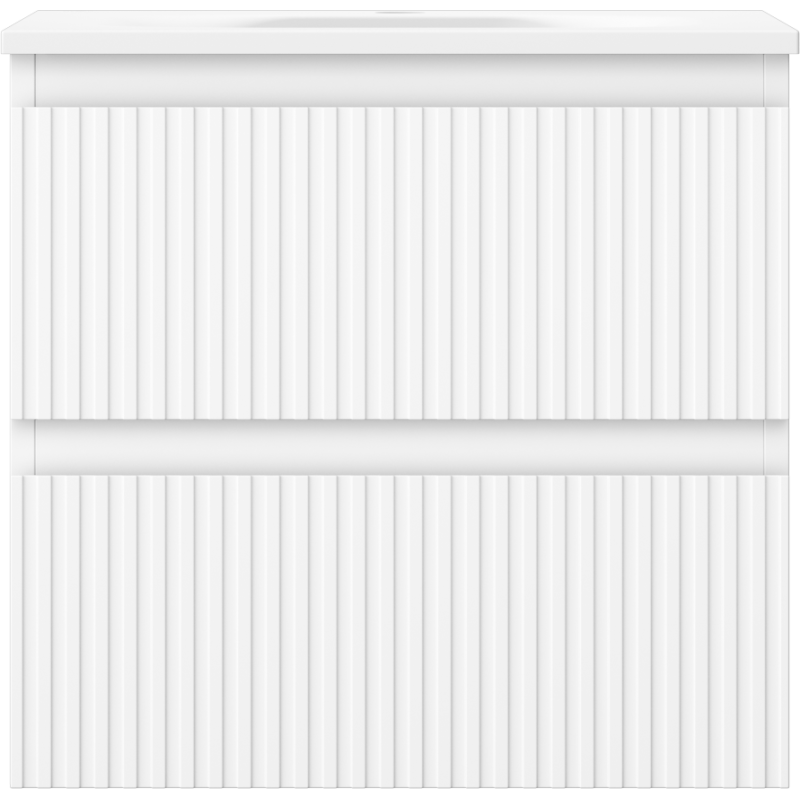 Mexen Rivel Badezimmerunterschrank 50 cm mit Waschbecken Vela, 2 Schubladen, geriffelt, weiß matt - 91A20-05047-2-BFF01-W23M01